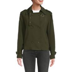 Adrianna Papell Coats Adrianna Papell Crop Trench Coat in Dark Green