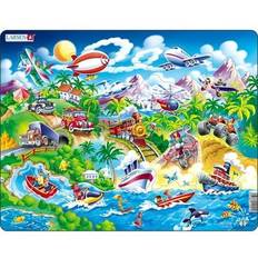 Larsen Jigsaw Puzzles Larsen Boats Trains and Airplanes 18 Piece Children's Educational Jigsaw Puzzle