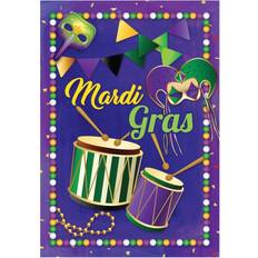 Flags Northlight Mardi Gras Drums and Masks Outdoor House Flag 40"
