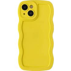 Caseative Solid Color Curly Wave Frame Soft Compatible with iPhone Case Yellow,iPhone 14