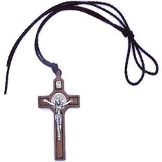 Brune Smykker Jesus Cross Necklace - Silver/Brown