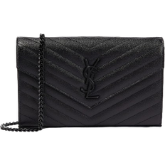 Saint Laurent Handtaschen Saint Laurent Monogram Embossed Leather Chain Wallet - Black