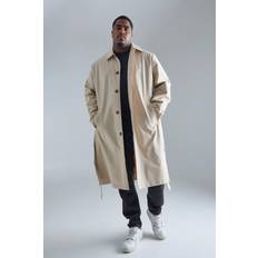 Beige - Men Coats boohooMAN Mens Plus Classic Belted Trench Coat Beige