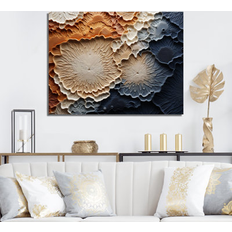 Design Art Minimalism Stone Geode Beige And Blue Wall Decor 40x30"