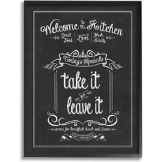 Framed Art Stupell Welcome To the Kitchen Chalkboard Vintage Sign Framed Art