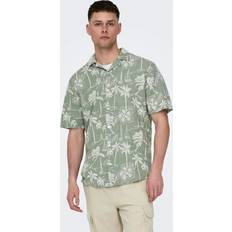 Herren - Leinen Hemden Only & Sons Caiden Regular Hawaii Linen Shirt Swamp