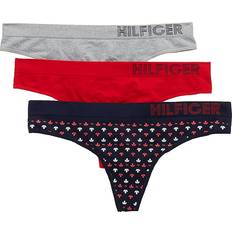 Tommy Hilfiger Women Panties Tommy Hilfiger womens Seamless Underwear Panty Thong Panties, Contrast Navy Blazer/Red/Heather Grey
