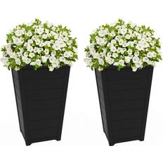 Pots, Plants & Cultivation Keter Set of 2 Resin Modern 22 Flower Stylish Tapered Look