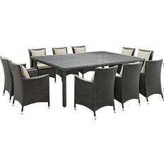 Synthetic Rattan Patio Dining Sets modway Sojourn Collection 11-Piece