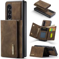 Oidealo 2 in 1 Wallet Case for Samsung Galaxy Z Fold 3, DG.MING Retro Leather Cell Phone Back Cover Magnetic Detachable with Trifold Wallet Credit Card Cash Holder Coffee