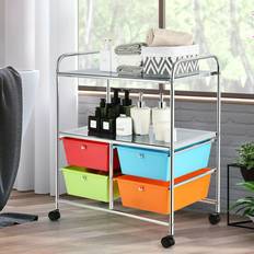 Furniture Goplus Costway 4-Drawer Rolling Cart Storage Cabinet