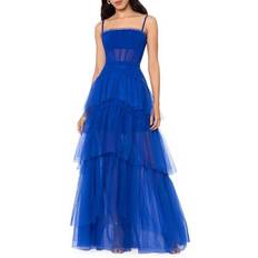 Blue Dresses Betsy & Adam Tiered Tulle Ruffle Gown