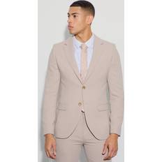 Suits boohooMAN Mens Jersey Skinny Single Breasted Suit Jacket Beige