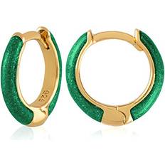 Juliette Collection Huggie Hoop Earrings - Gold/Green