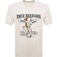 True Religion Men - White Clothing True Religion Jeans Tiger T Shirt Cream