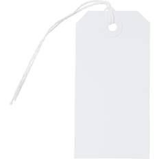 Gift Tags Jam Paper Gift Tags with String Medium 4 3/4 x 2 3/8 White Bulk 100/Pack