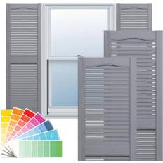 Window Shutters Ekena Millwork 12 Lifetime Open Louvered Vinyl Standard Cathedral Top Center Timber Window Shutter Height 41"