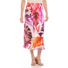 Red - Short Skirts Karen Kane Leaf Bias Cut Midi Skirt