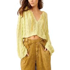 Women - Yellow Cardigans Free People Robyn Cotton Blend Crop Cardigan