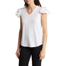 Adrianna Papell Blouses Adrianna Papell Eyelet Ruffle Sleeve Crepe Top