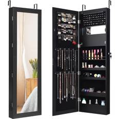 Wardrobes Costway Lockable Mirror Jewelry Cabinet Armoire Organizer Wardrobe