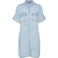 Hemdkleider - Hemdkragen Vero Moda Jennie Short Dress - Blue/Light Blue Denim