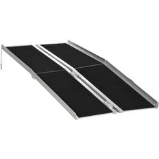 Wheel Chairs Homcom 6 ft. Aluminum Portable Skidproof PVC Carpeted Folding Wheelchair Ramp