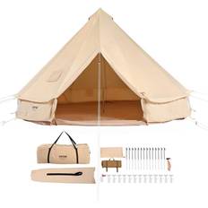 VEVOR Tents VEVOR Canvas Bell Tent 4 Seasons 6 m/19.68 ft Yurt Tent Canvas Tent for Camping with Stove Jack Breathable Tent