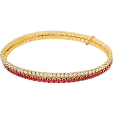 Michael Kors Two Tone Double Wrap Tennis Bracelet - Gold/Transparent/Red
