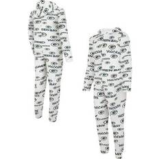 Men - White Pajamas Concepts Sport Men's White Green Bay Packers Allover Print Docket Union Full-Zip Hooded Pajama Suit