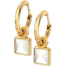 Hot Diamonds X JJ Calm Square Earrings - Gold/Mother Of Pearl/Diamonds