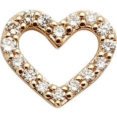 Sydney Evan Small Open Heart Stud Earring - Gold/Diamonds