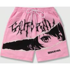 Shein Men Shorts Shein Men's Anime Print Woven Shorts, Suitable For Daily Wear In And Summer