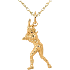 Gem & Harmony Baseball Player Charm Pendant Necklace - Gold