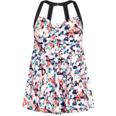 Avenue Women Swimwear Avenue Plus Hi Back Print Swim Dress Montage floral