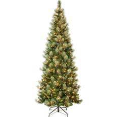 Decorative Items National Tree Company Pre-Lit Charleston Pine Snowy Slim Green Christmas Tree 108"