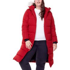 Coats ALPINE NORTH Women’s Vegan Down Recycled Long Winter Parka Plus Size Water Repellent, Windproof, Insulated Hooded Jacket Red, 1X
