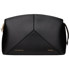 Structured & Paneled Grained Clutch - Black