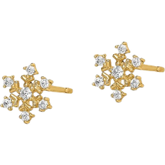Finest Gold Snowflake Post Earrings - Gold/Transparent