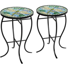 Outdoor Side Tables Dragonfly Scene Black