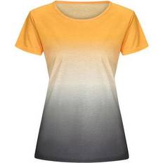 DYMADE Women's Round Neck Gradient Blouse Tops - Yellow