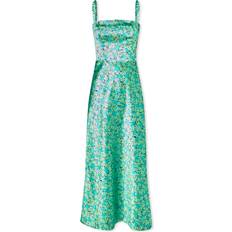 ROTATE Birger Christensen Floral Satin Midi Dress - Clematis Blue