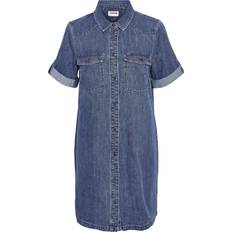 Lockere Passform Kleider Noisy May Short Sleeved Denim Dress - Medium Blue Denim