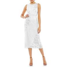Mac Duggal White Dresses Mac Duggal Sequin Stripe & Floral Sheath Dress