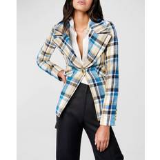 Linen - Men Blazers Tailored Cutaway Linen Cotton Plaid Blazer