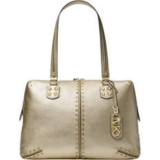 Michael Kors Astor Large Studded Metallic Leather Tote Bag - Pale Gold
