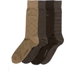 Calvin Klein Women Socks Calvin Klein 4-Pack Patterned Dress Socks Khaki