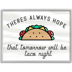 Stupell Always Hopeful Taco Night Funny Kitchen Sign Gray Framed Art 14x11"