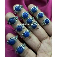 Lapis Rings Lapis Lazuli Gemstone 925 Sterling Silver Plated Handmade 5pcs Ring