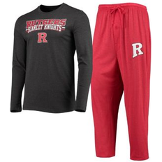 Cotton Pajamas Concepts Sport Men's Scarlet, Heathered Charcoal Distressed Rutgers Scarlet Knights Meter Long Sleeve T-shirt and Pants Sleep Set Scarlet, Heather